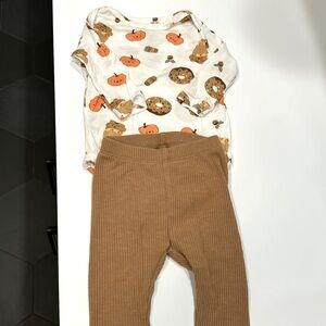 Angel Dear Pumpkin Spice Bodysuit and Old Navy Ribbed Leggings